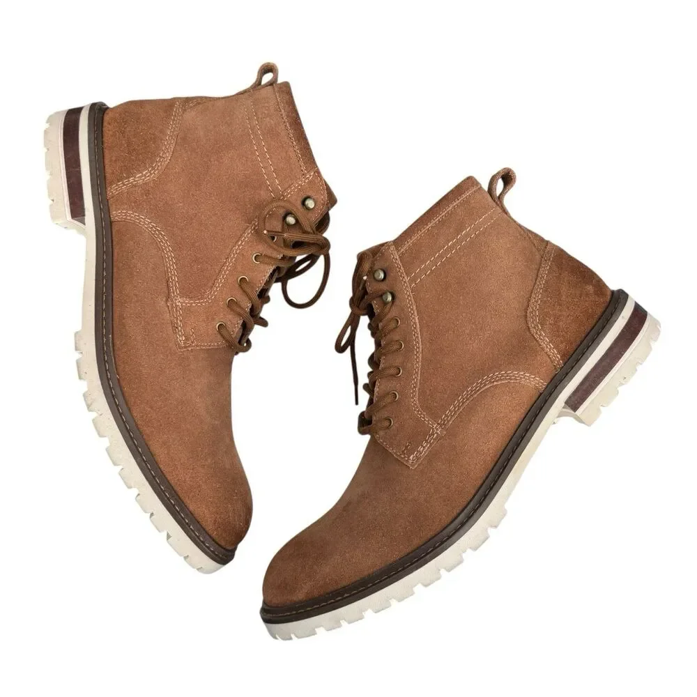 Johnston & Murphy Men's Barrett Plain Toe Boots Tan Leather Men’s 11M